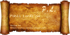 Pohli Loréna névjegykártya
